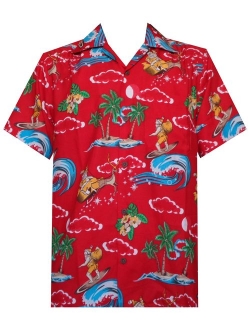 Hawaiian Christmas Santa Claus Party Aloha Holiday Beach Short Sleeve Shirts