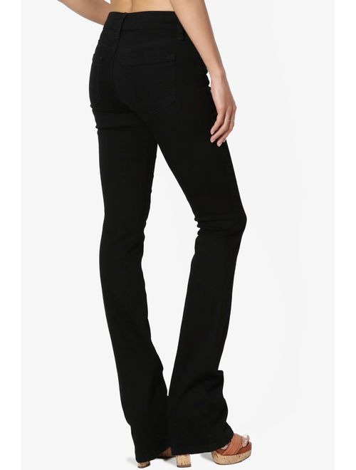 TheMogan Vintage Versatile Washed Stretch Denim 32 Mid Rise Slim Boot Cut Jeans