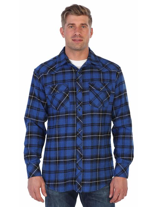 Gioberti Men's Western Brushed Flannel Plaid Checkered Shirt w/Snap-on Button