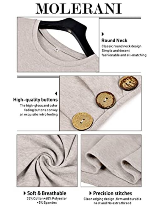 MOLERANI Women's Casual Long Sleeve Round Neck Loose Tunic T Shirt Blouse Tops