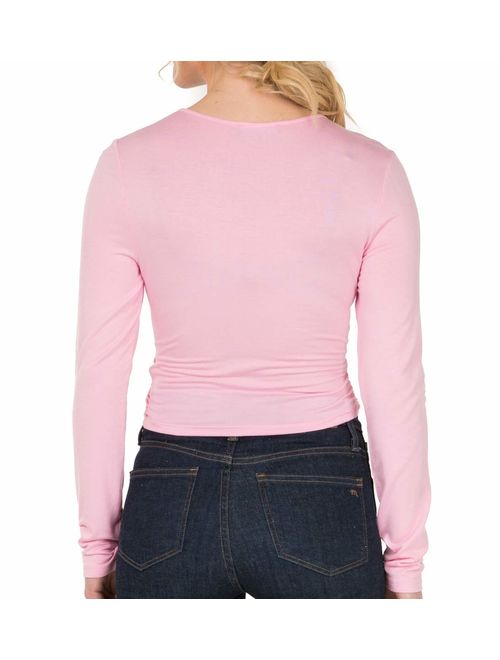 iliad USA Womens Basic Long Sleeve Slim Fit Button Down Shirt 