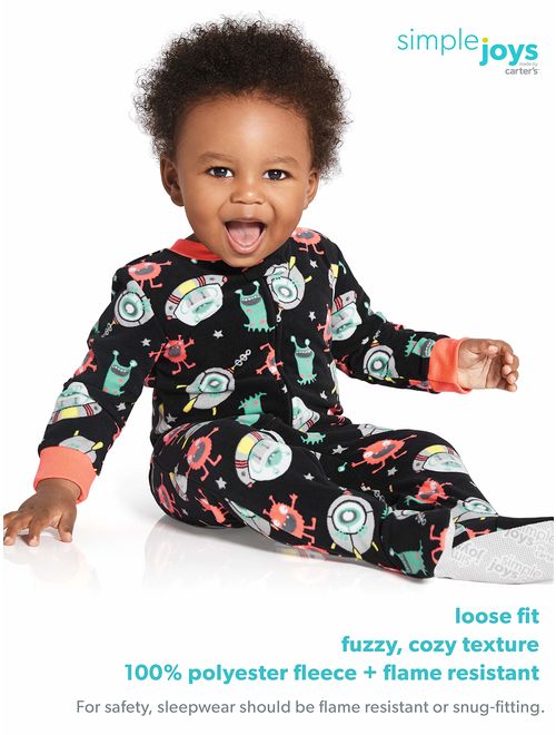 Simple Joys by Carter's Baby and Toddler Girls' 3-Pack Loose Fit Fleece Footed Pajamas