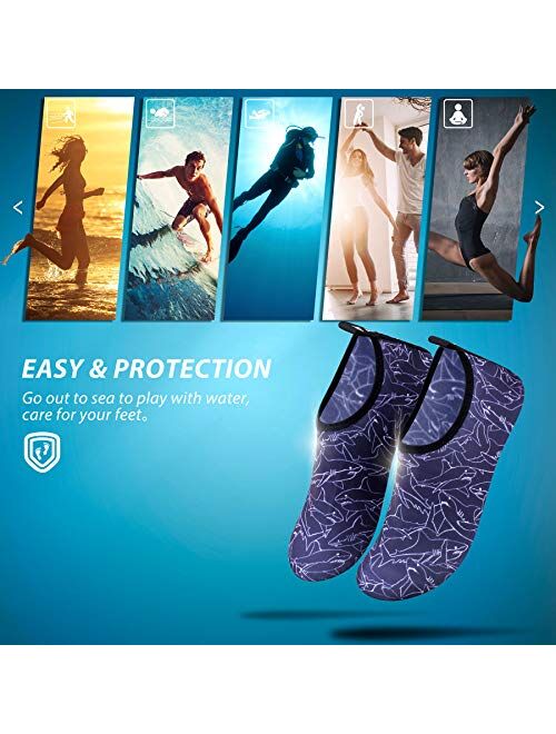 SIMARI Womens and Mens Quick-Dry Aqua Water Shoes Socks Barefoot for Outdoor Beach Swim Surf Yoga Exercise SWS001 