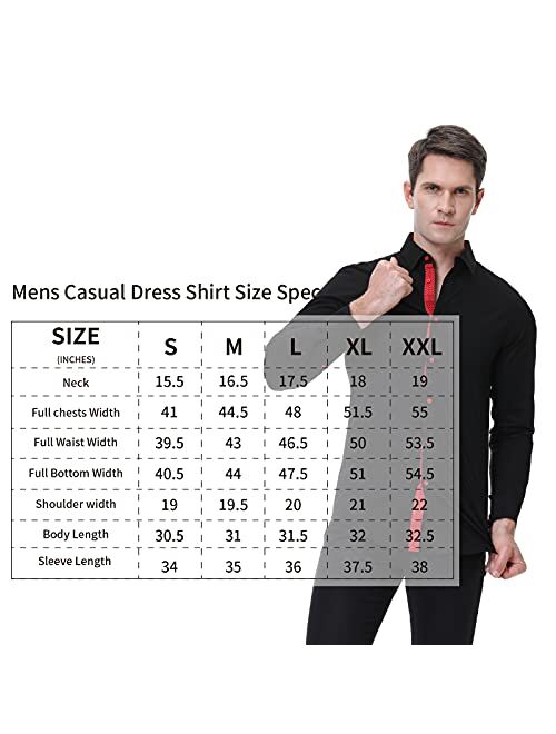 Joey CV Mens Casual Button Down Shirts Long Sleeve Regular Fit Men Shirt