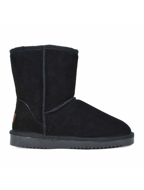 DREAM PAIRS Women's Suede Leather Sheepskin Insole Winter Boots
