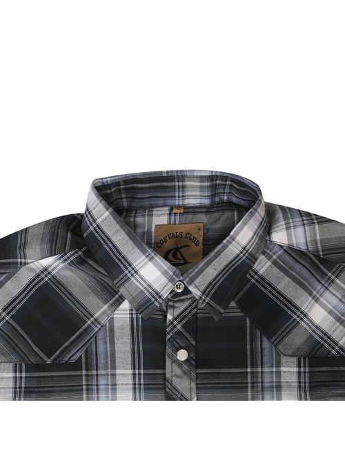 Coevals Club Men's Long Sleeve Casual Western Plaid Snap Buttons Shirt