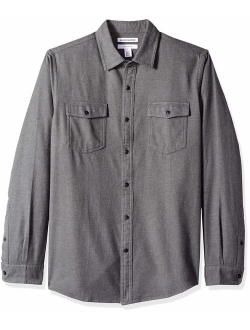 Slim-Fit Long-Sleeve Solid Flannel Shirt
