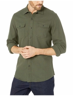 Slim-Fit Long-Sleeve Solid Flannel Shirt