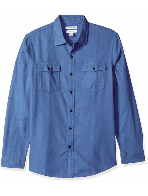Amazon Essentials Slim-Fit Long-Sleeve Solid Flannel Shirt