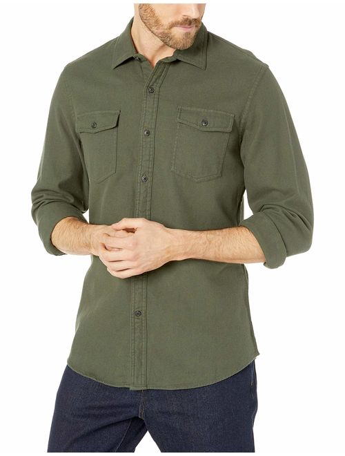 Amazon Essentials Slim-Fit Long-Sleeve Solid Flannel Shirt