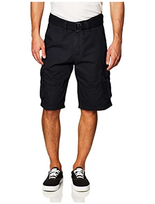 Southpole Men's All-Season Belted Ripstop Basic Cargo Short-Reg and Big and Tall Sizes