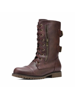 Women's Lace up Mid Calf Military Combat Boots