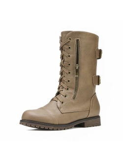 Women's Lace up Mid Calf Military Combat Boots