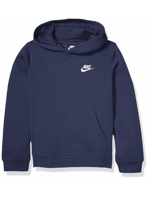 Nike Boy's NSW Pull Over Hoodie Club, Midnight Navy/White, Large