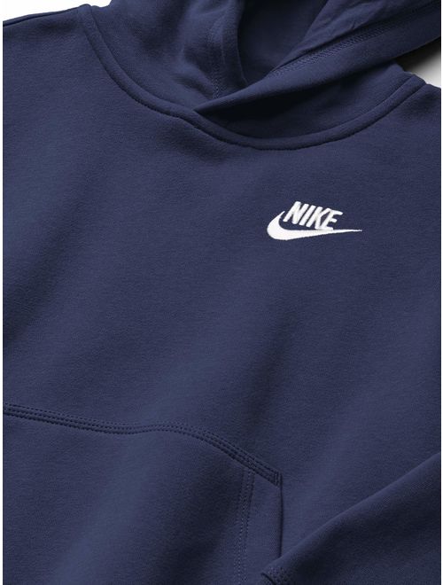 Nike Boy's NSW Pull Over Hoodie Club, Midnight Navy/White, Large