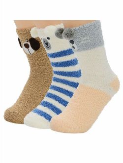 Fuzzy Warm Slipper Socks Women Super Soft Microfiber Cozy Sleeping Socks 6 or 5 Pairs