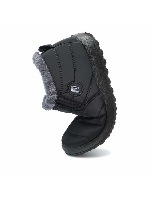 FEETCITY Mens Snow Boots Women Winter Anti-Slip Ankle Booties Waterproof Slip On Warm Fur Lined Sneaker 