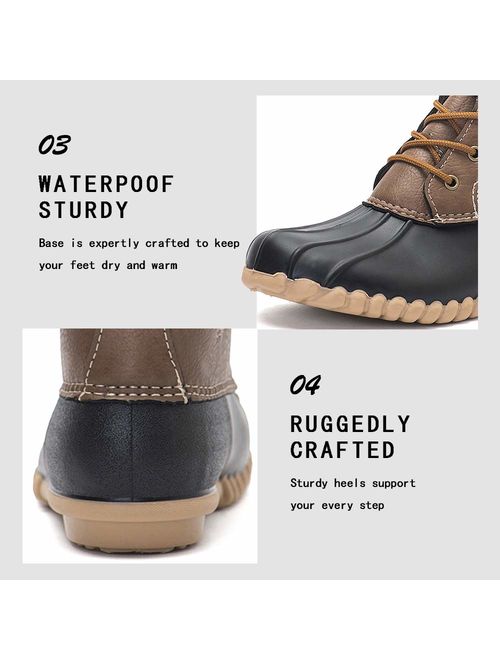 DKSUKO Women's Duck Boots with Waterproof Zipper