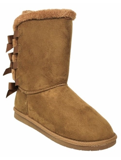 MVE Shoes Women's Forever Faux Suede Round-Toe Mid-Calf Flat Boots