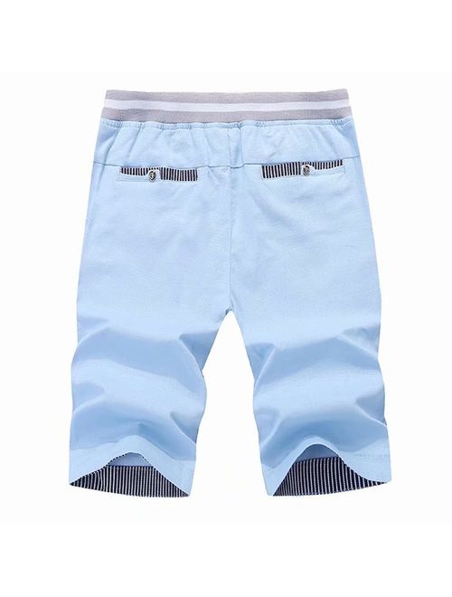 STICKON Men's Shorts Casual Classic Fit Drawstring Summer Beach Shorts with Elastic Waist and Pockets