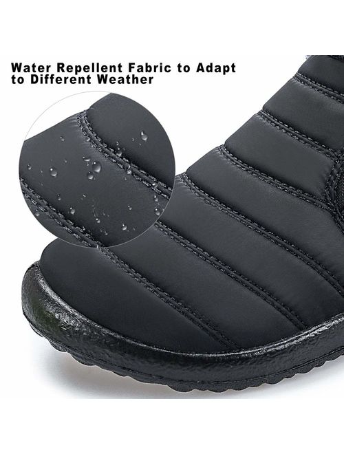HARENCE Store Womens Winter Snow Boots Fur Lined Warm Ankle Boots Slip On Waterproof Outdoor Booties Comfortable Shoes for Women