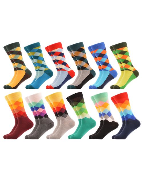 WeciBor Mens Dress Crazy Colorful Novelty Funny Casual Combed Cotton Crew Socks Pack 