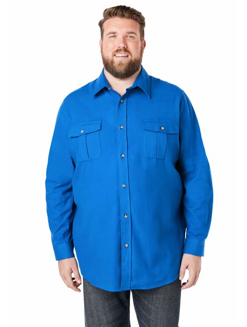 KingSize Men's Big and Tall Solid Double-Brushed Flannel Shirt