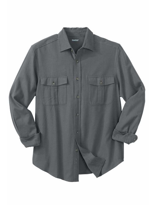 KingSize Mens Big & Tall Solid Double-Brushed Flannel Shirt