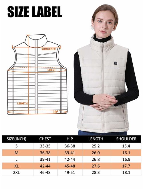 [2019 Upgrade] Women's Heated Vest with Battery Pack, YKK Zippers and Water&Wind Resistant