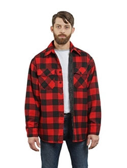YAGO Men's Quilted Lining Button Up Plaid Flannel Shirt Jacket with Side Pockets