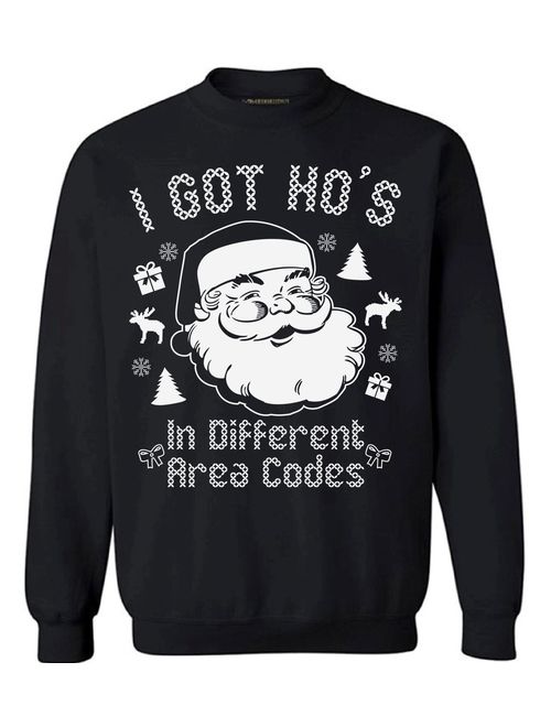 Awkward Styles Awkwardstyles I Got Hos in Different Area Codes Sweater Ugly Christmas Crewneck