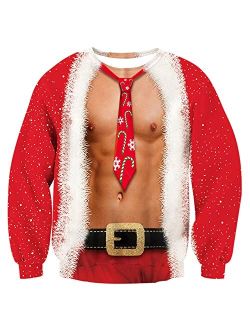 UNICOMIDEA Men&Women Ugly Christmas Sweater Long Sleeve Pullover Round Neck Knitted Sweaters Graphic Blouse Shirt