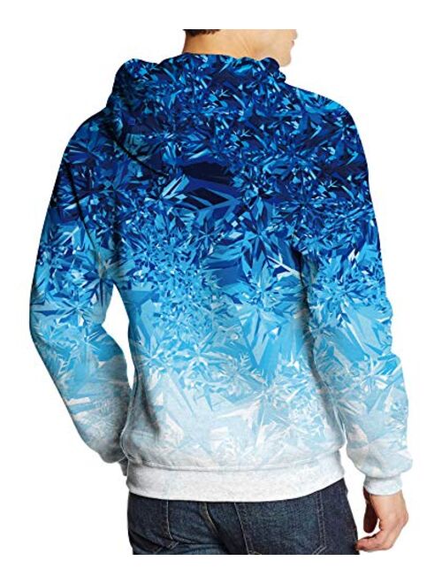Idgreatim Women Men 3D Graphic Printed Velvet Hoodie Novelty Long Sleeve Pullover Sweatshirt Jackets with Pockets S-3XL