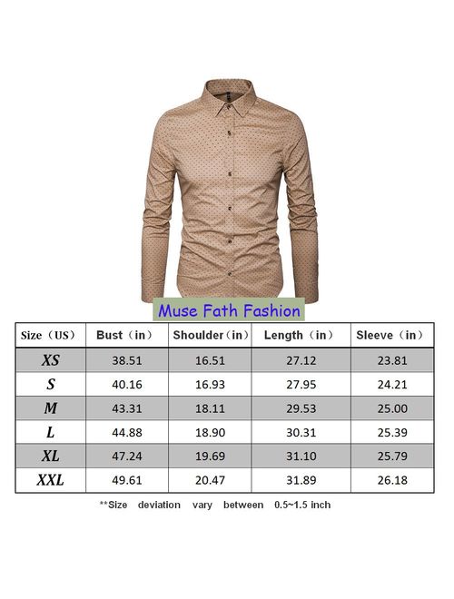 MUSE FATH Men's Printed Cotton Casual Long Sleeve Regular Fit Dress Shirt