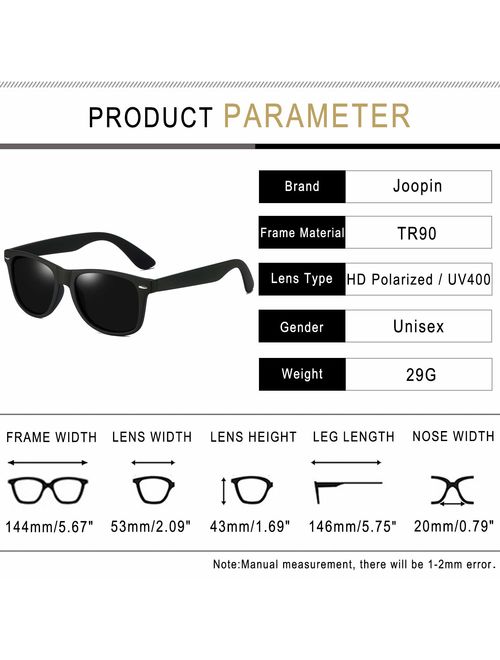 Joopin Unisex Polarized Sunglasses Classic Men Retro UV400 Brand Designer Sun glasses