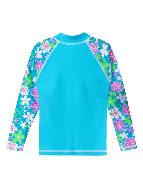 TFJH E Girls Swimsuit UPF 50+ UV Two Piece Long Sleeve Swimwear Rash Guard Sets 3-12Y