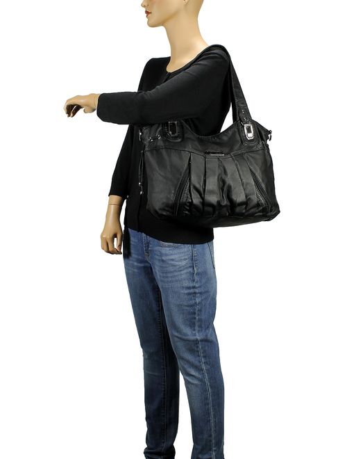 Scarleton Satchel Handbag for Women, Ultra Soft Washed Vegan Leather Crossbody Bag, Shoulder Bag, Tote Purse, H1472