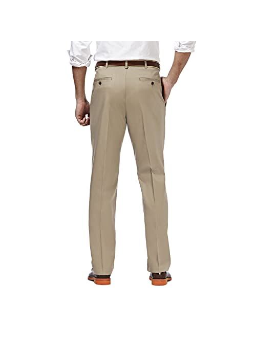 Haggar Men's Premium No-Iron Classic-Fit Expandable-Waist Pleat-Front Pant
