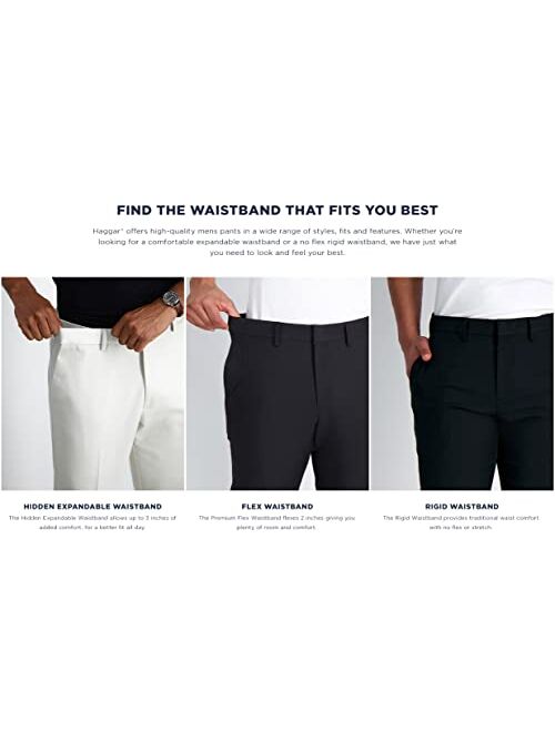 Haggar Men's Premium No-Iron Classic-Fit Expandable-Waist Pleat-Front Pant