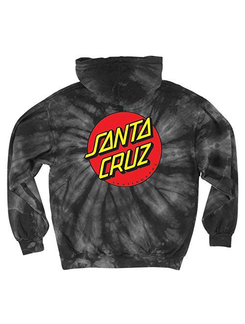 Santa Cruz Skateboards Classic Dot Hooded Pullover Sweatshirt (Large, Black)