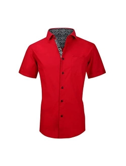 Alex Vando Mens Dress Shirts Casual Regular Fit Short Sleeve Men Shirt