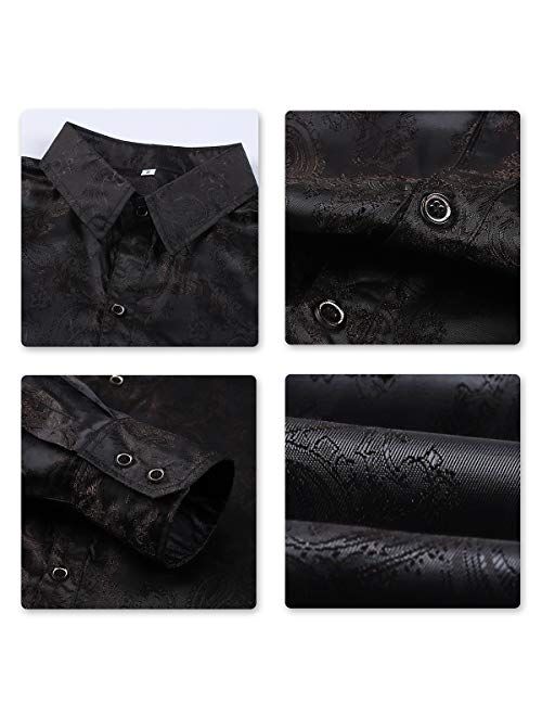 Cloudstyle Mens Paisley Shirt Long Sleeve Dress Shirt Button Down Casual Slim Fit