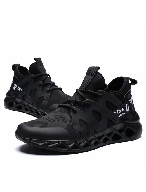 Wrezatro Mens Breathable Athletic Running Sneakers Mesh Light Walking Gym Shoes Fashion Personality Volleyball Footwear Outdoor