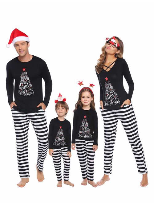 iClosam Matching Family Christmas Pajamas Set Holiday Pajamas Sleepwear Dad Mom PJs
