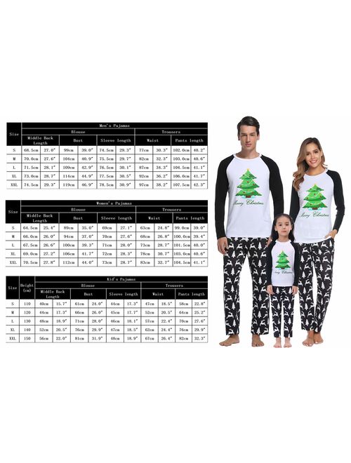 Abollria Family Christmas Pajamas Set Matching Cotton Xmas Sleepwear PJS Set for Women/Men/Boys/Girls