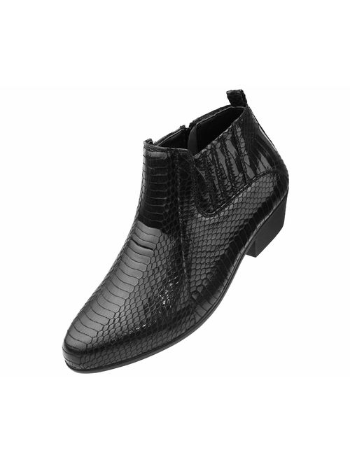 Bolano The Original Men's Exotic Demi Dress Boot in Faux Snake Print Pattern, Style Adder