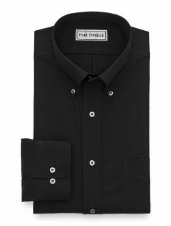 Paul Fredrick Men's Non-Iron Cotton Solid Button Down Collar Dress Shirt