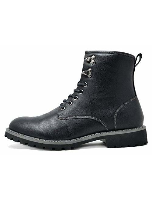 Bruno Marc Men's Motorcycle Boots Leather Dress Oxford Boots
