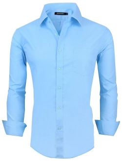 XTAPAN Men's Long Sleeve Casual Slim Fit Business Button Down Dress Shirt