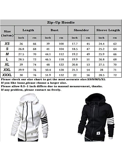 ZUEVI Men's Casual Striped Drawstring Hooded and Zipper Closure Hoodies
